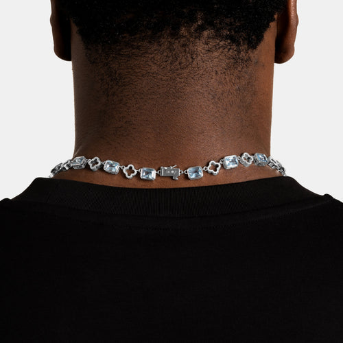 Blue Iced Clover Link Chain