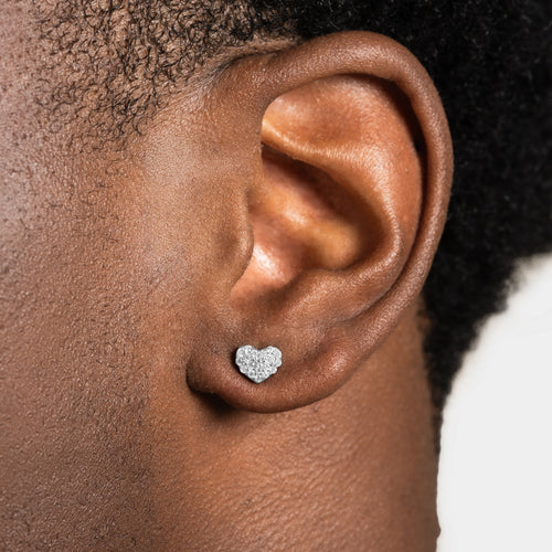 Moissanite Heart Pave Stud Earrings