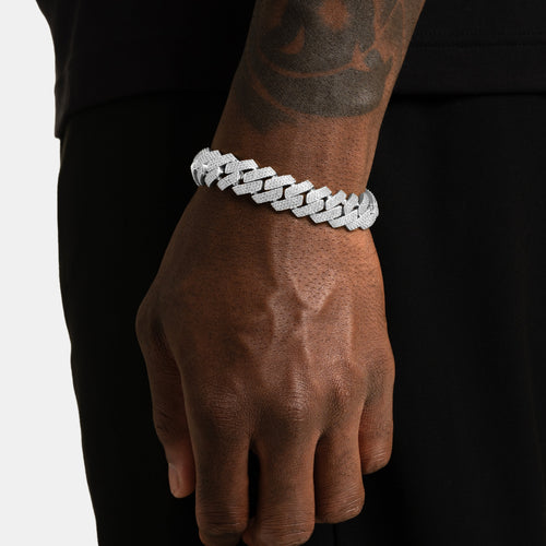15mm Iced Prong Cuban Bracelet