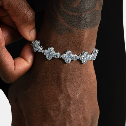 Blue Cluster Cross Bracelet