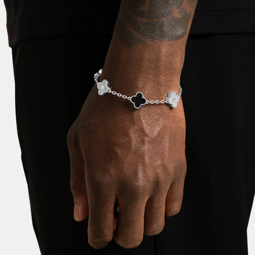Iced Black Clover Bracelet