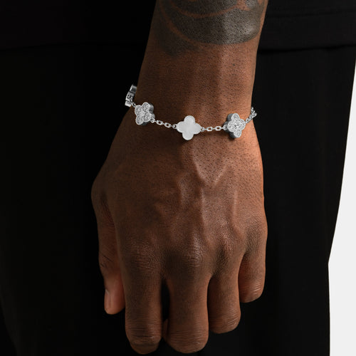 Iced Pearl Clover Bracelet