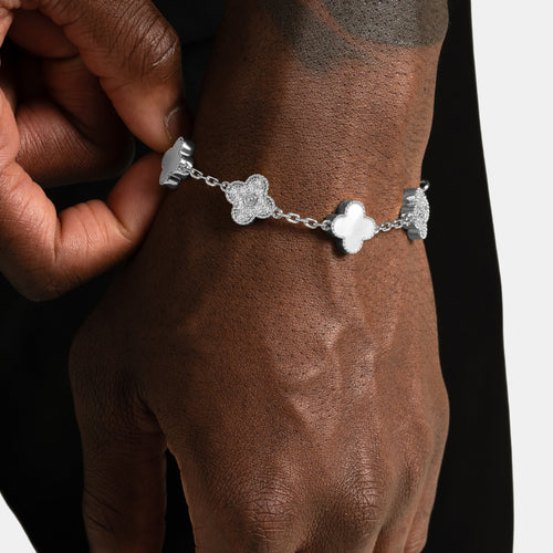 Iced Pearl Clover Bracelet