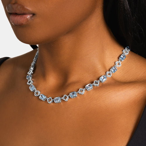Blue Iced Clover Link Chain