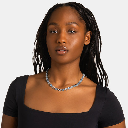 Blue Iced Clover Link Chain