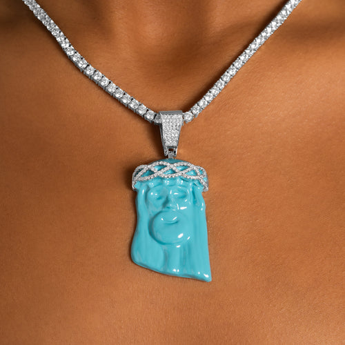 Turquoise Jesus Pendant