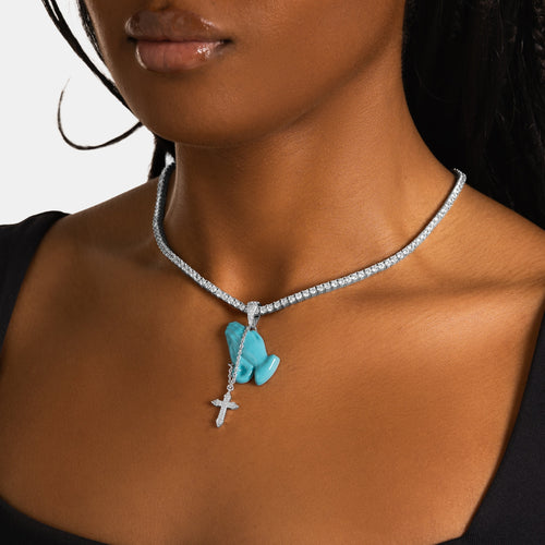 Turquoise Praying Hands Pendant