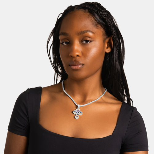 Mosaic Gemstone Cross Pendant