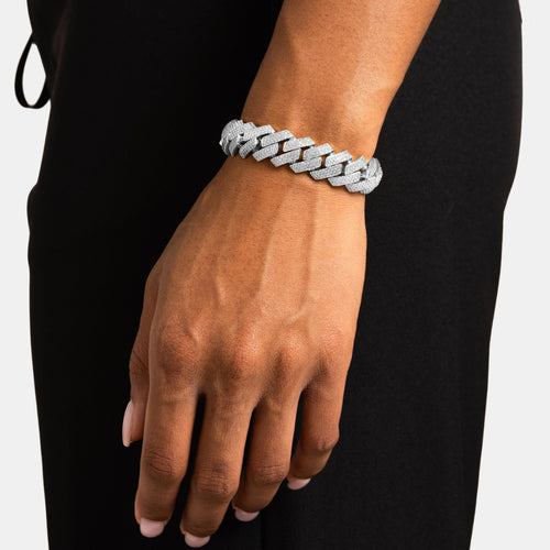 15mm Iced Prong Cuban Bracelet