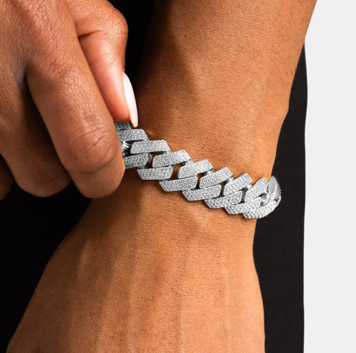15mm Iced Prong Cuban Bracelet