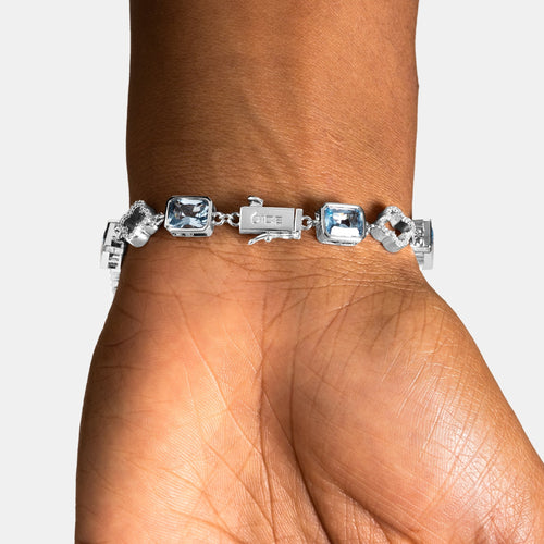 Blue Iced Clover Link Bracelet