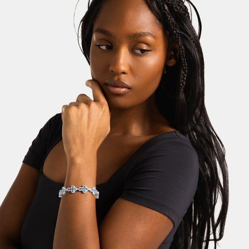 Blue Cluster Cross Bracelet