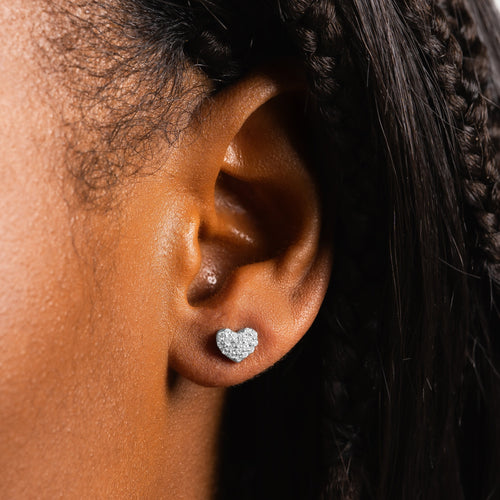 Moissanite Heart Pave Stud Earrings