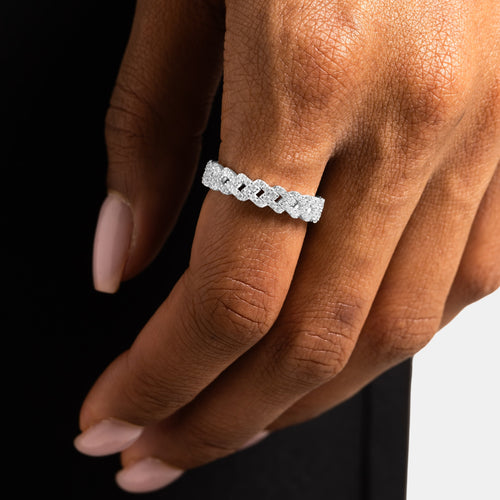 Iced Cuban Ring White Gold