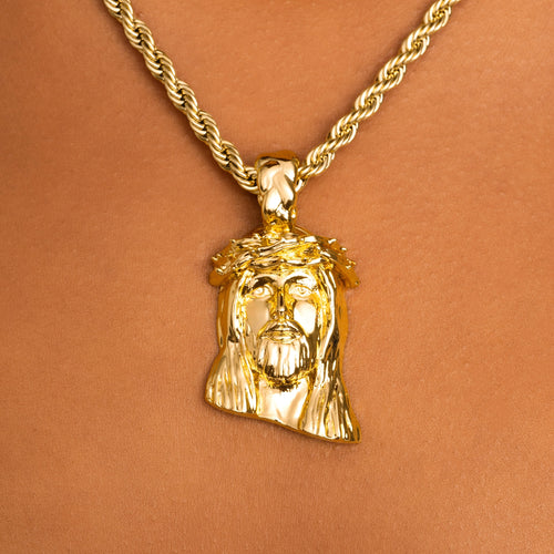 Solid Jesus Pendant Gold