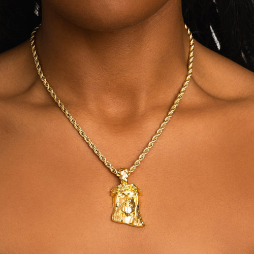 Solid Jesus Pendant Gold