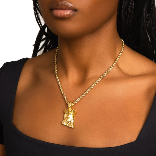 Solid Jesus Pendant Gold