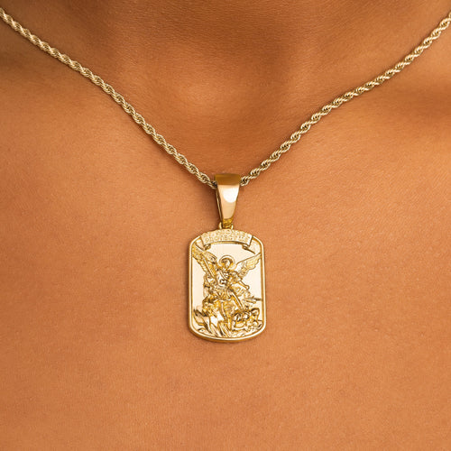 St. Michael Tag Pendant Gold