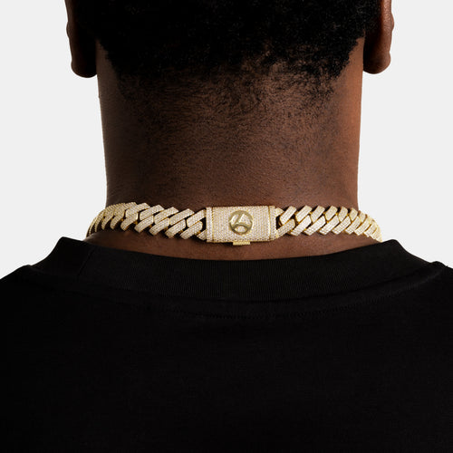 15mm Iced Prong Cuban Chain Gold