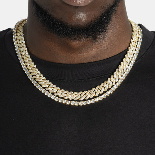 Cuban Tennis Chain & Bracelet Bundle Gold
