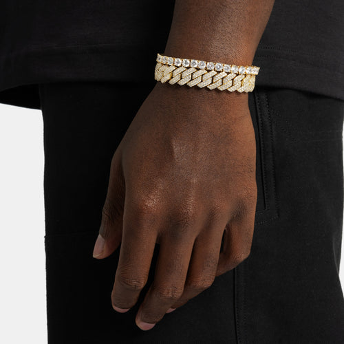 Cuban Tennis Chain & Bracelet Bundle Gold