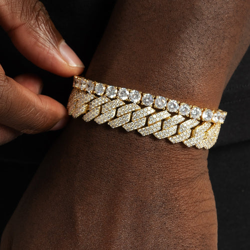 Cuban Tennis Chain & Bracelet Bundle Gold