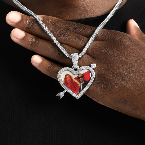 Arrow Heart Custom Picture Pendant
