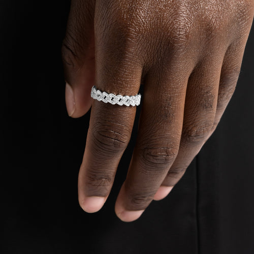 Iced Cuban Ring White Gold