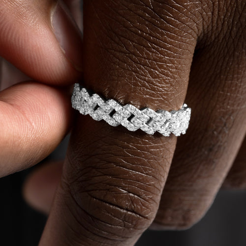 Iced Cuban Ring White Gold
