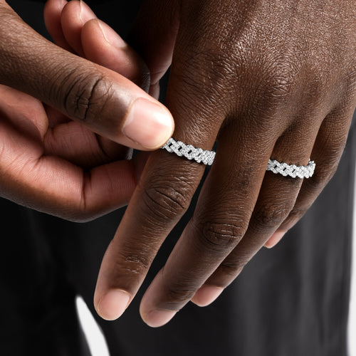 Iced Cuban Ring White Gold