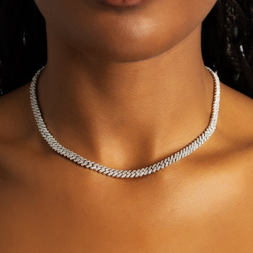 5mm Moissanite Prong Cuban Chain S925