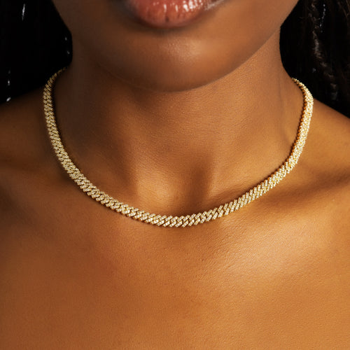 5mm Moissanite Cuban Chain Gold Vermeil