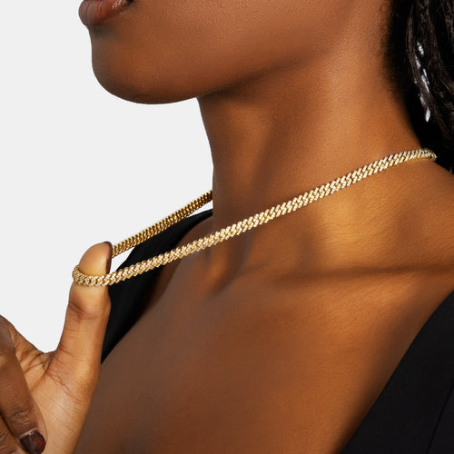 5mm Moissanite Cuban Chain Gold Vermeil