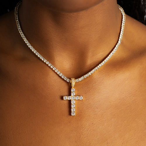 Diamond Cross Pendant Gold