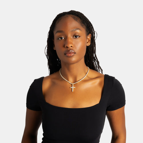 Moissanite Cross Pendant Gold