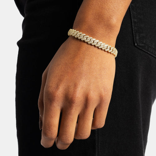 8mm Moissanite Cuban Bracelet Gold Vermeil