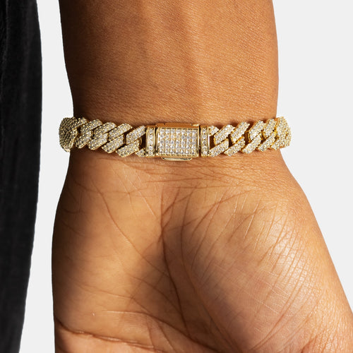 8mm Moissanite Cuban Bracelet Gold Vermeil