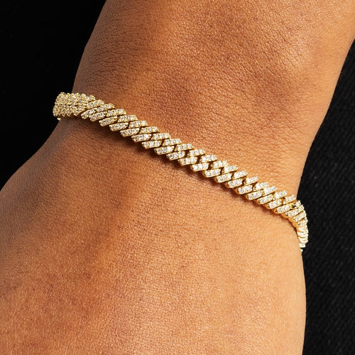 5mm Moissanite Cuban Bracelet Gold Vermeil