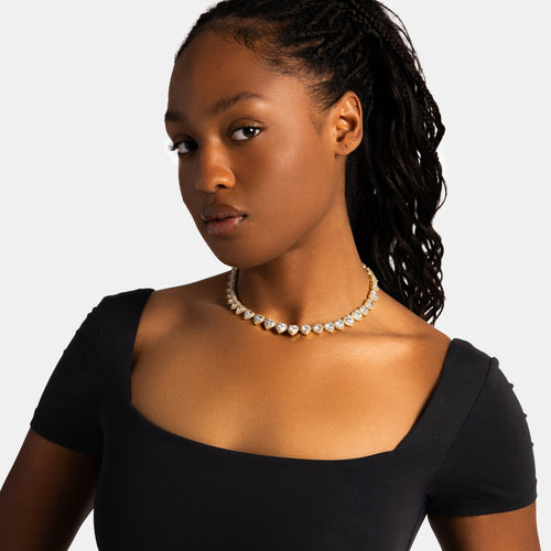 10mm Heart Tennis Chain Gold