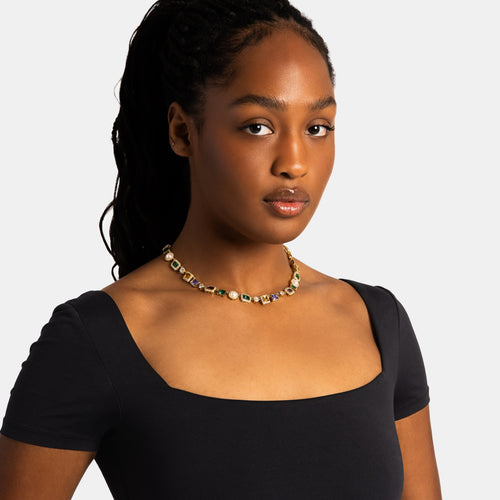 Multi Gemstone Chain Gold