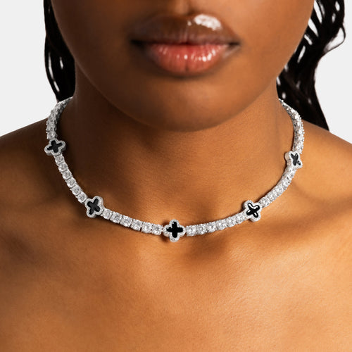 Black Clover Moissanite Tennis Chain