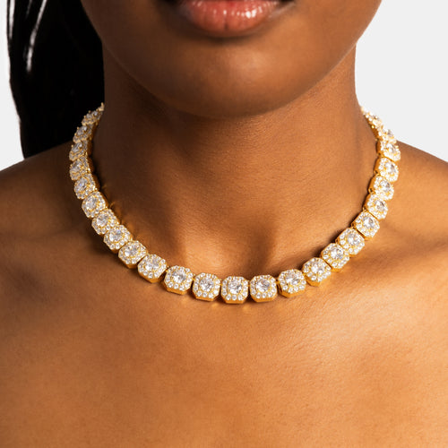 Cluster Tennis Chain Gold