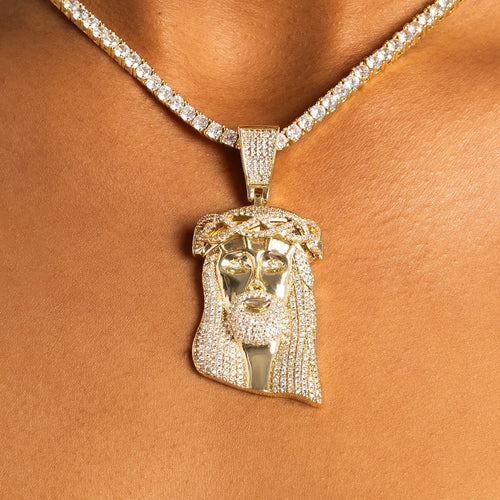 Moissanite Jesus Pendant Gold