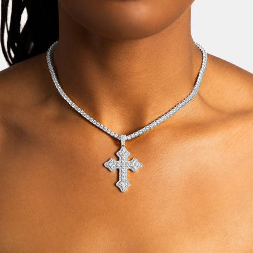 Clustered Cross Moissanite Pendant