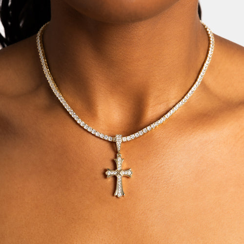 Flared Cross Pendant Gold