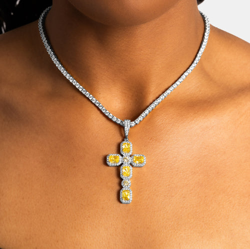 Canary Cluster Cross Pendant