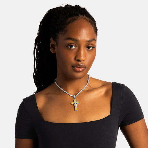 Canary Cluster Cross Pendant