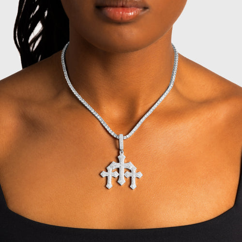 Moissanite Triple Cross Pendant