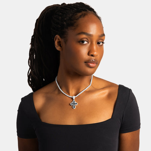Black Enamel Cross Pendant