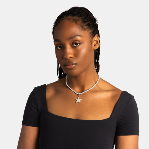 Moissanite Star Pendant Two Tone
